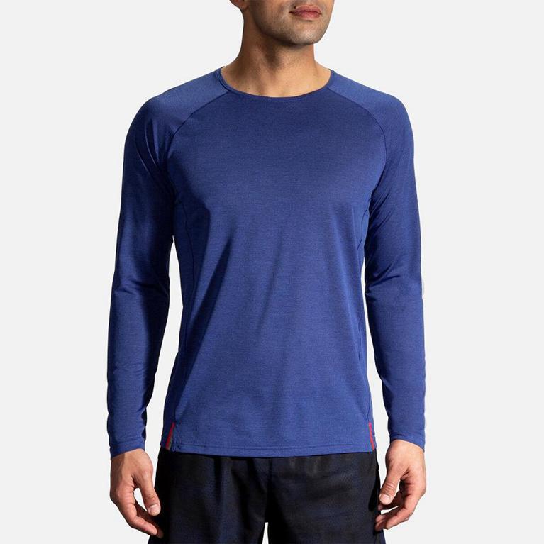 Brooks GHOST Long Sleeve Running Shirt Mens Online - Blue (GBQ970251)